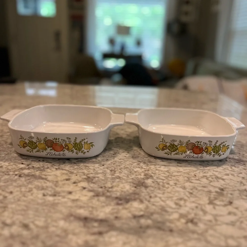 Corning Ware Spice of Life L'Echalote 1 Quart Casserole Set of 2 A-1-B USA